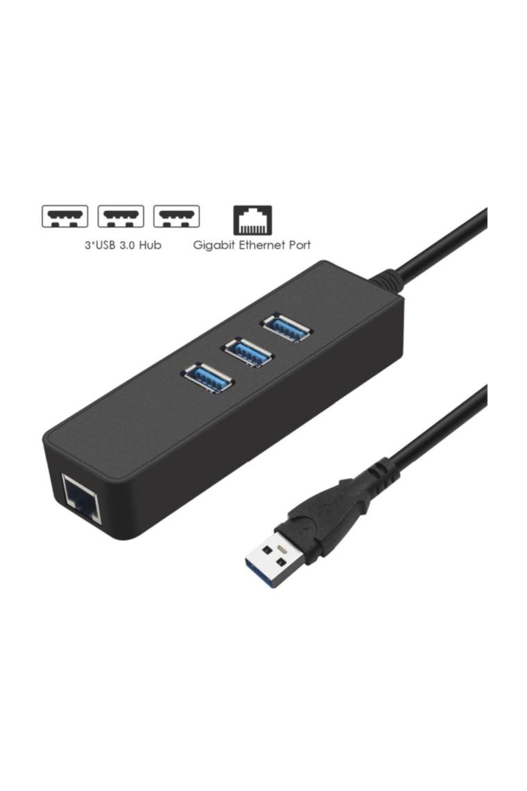 4263 Usb 3.0 To Ethernet Gigabit Rj45 3 Port Hub Çoklayıcı Adaptör