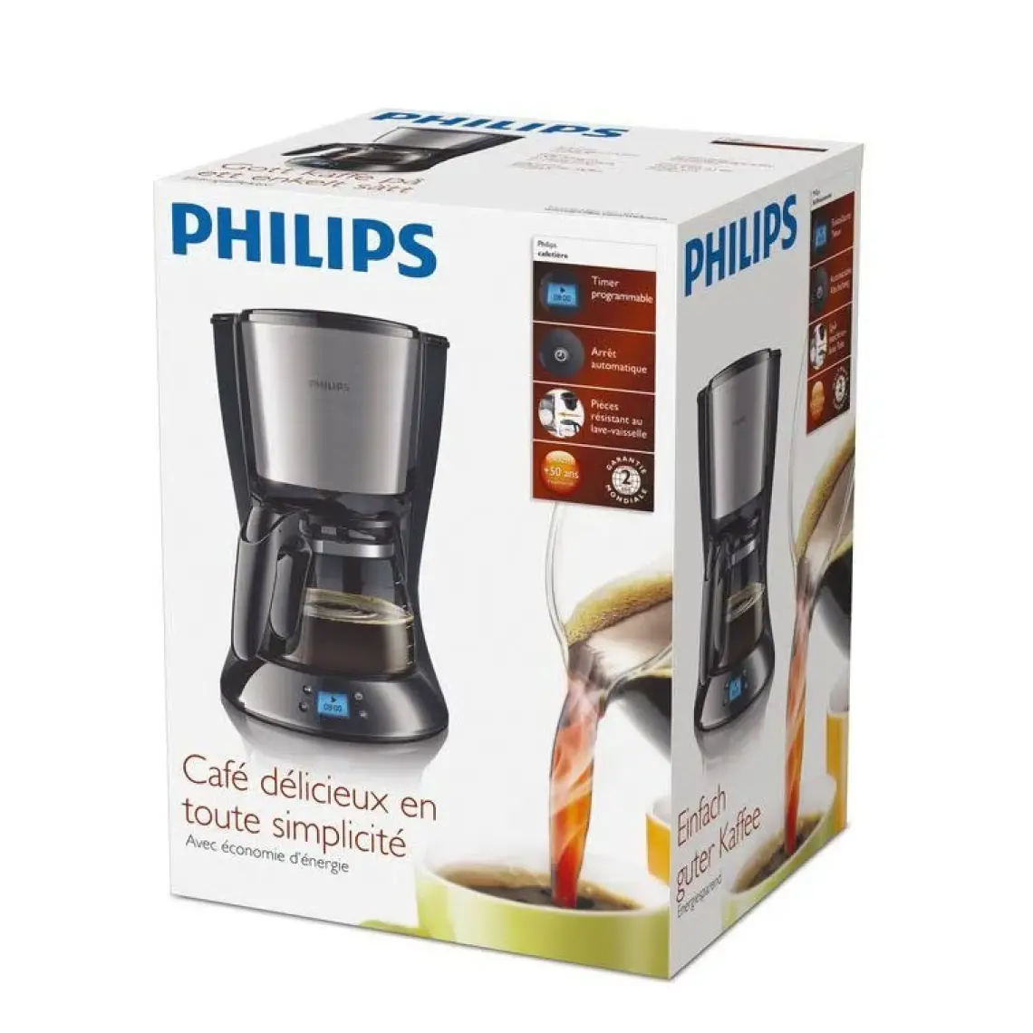 Philips Filtre Kahve Makinesi, 1,2 Lt Kapasite, Otomatik Kapanma, Cam Demlikli, Kolay Doldurma, Zamanlayıcı, HD7459/20