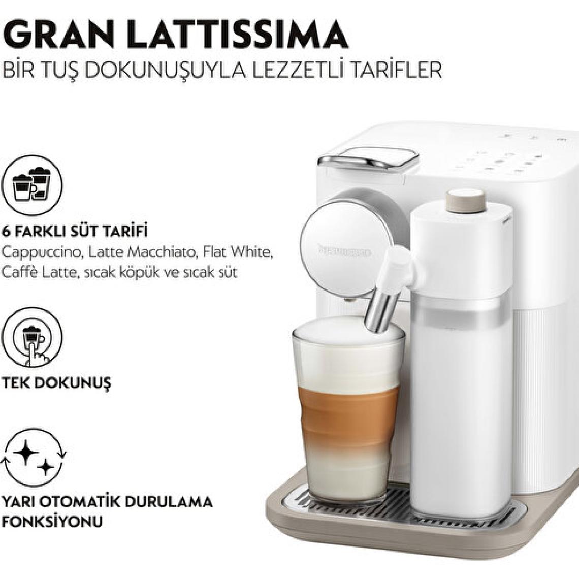 Nespresso F541 Gran Lattissima Beyaz Kapsül Kahve Makinesi