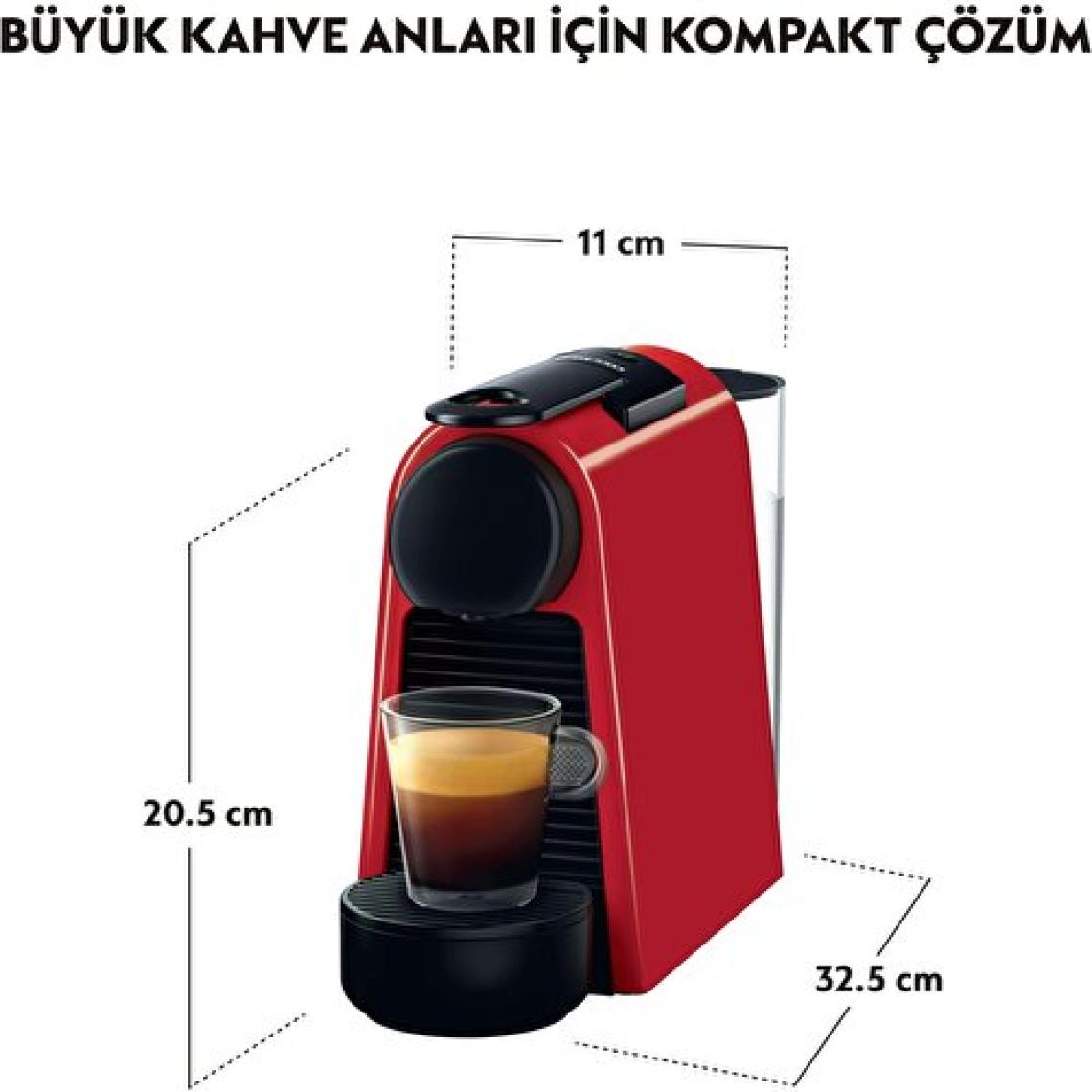 Nespresso D35 Essenza Mini Kırmızı Kahve Makinesi ve Süt Köpürtücü Aksesuar