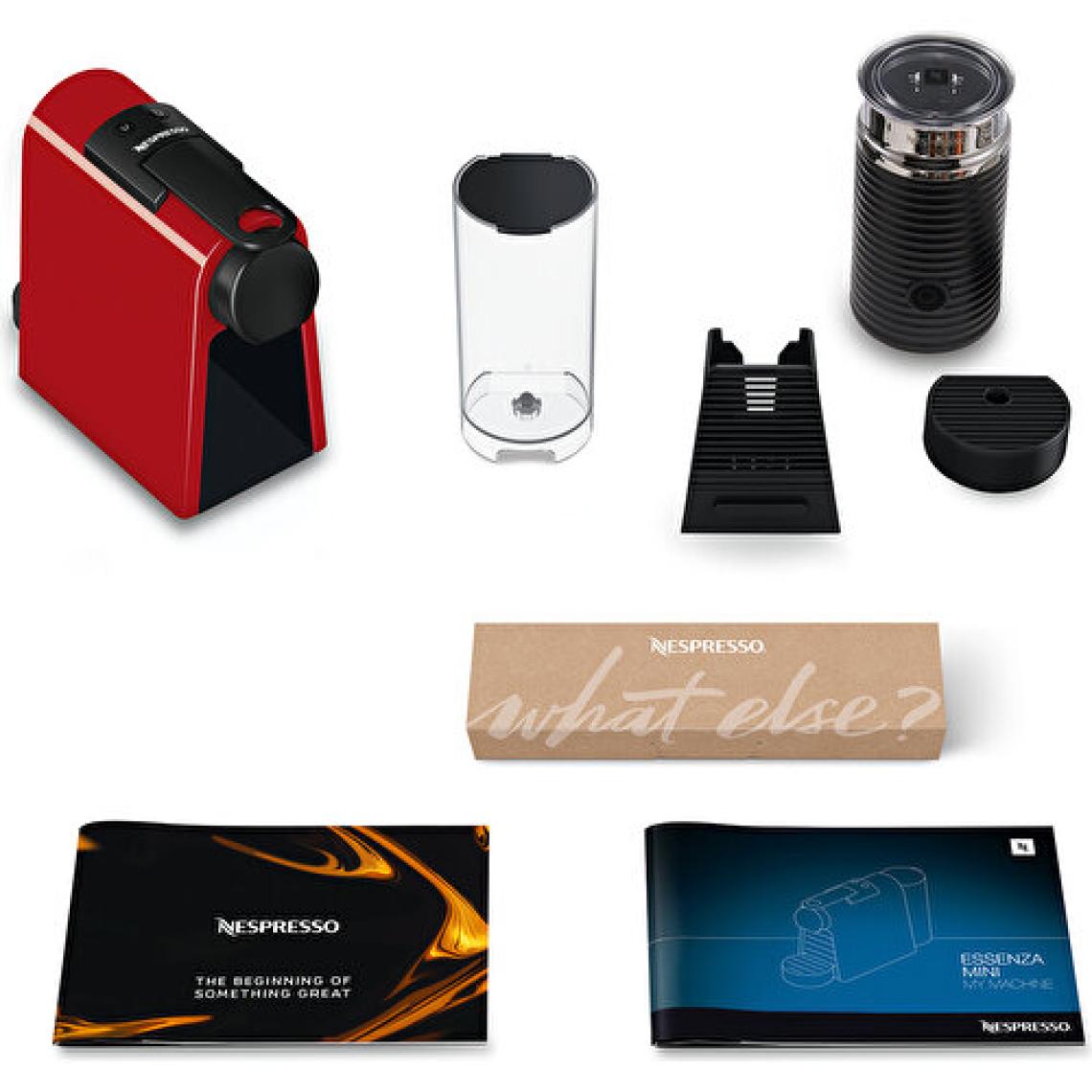 Nespresso D35 Essenza Mini Kırmızı Kahve Makinesi ve Süt Köpürtücü Aksesuar