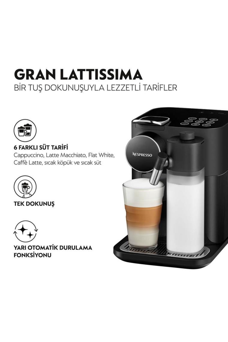 Nespresso F541 Gran Lattissima Siyah Kapsül Kahve Makinesi