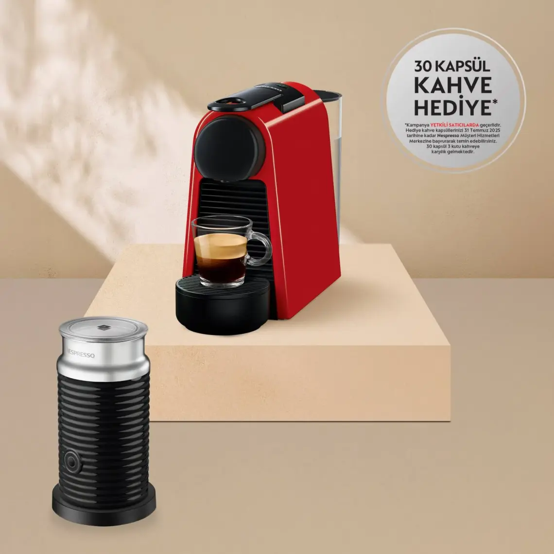 Nespresso C35 Essenza Mini Gri Kahve Makinesi ve Süt köpürtücü Aksesuar