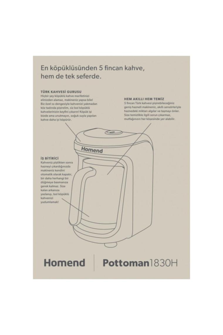 Homend Pottoman 1830H Bulut Kremi Türk Kahve Makinesi