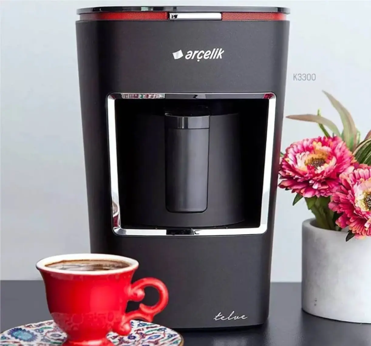 Arçelik K-3300 Siyah Mini Telve Türk Kahve Makinesi