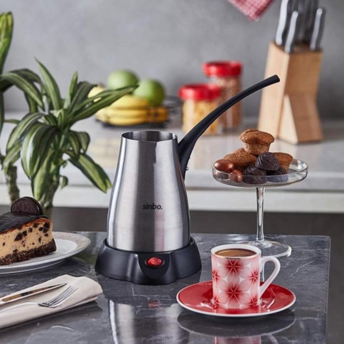 Sinbo Elektrikli Cezve - 400 ml, 4 Fincan Kapasitesi, 360° Döner Taban, Şık Inox Tasarım, Paslanmaz Çelik Gövde ile Kahve Keyfi