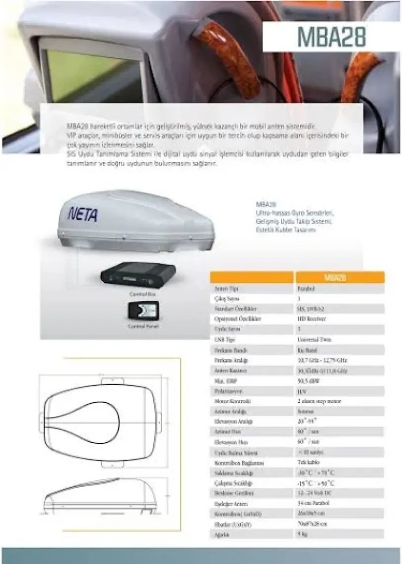 Neta MBA28 Mobil Araç Karavan Uydu Anten