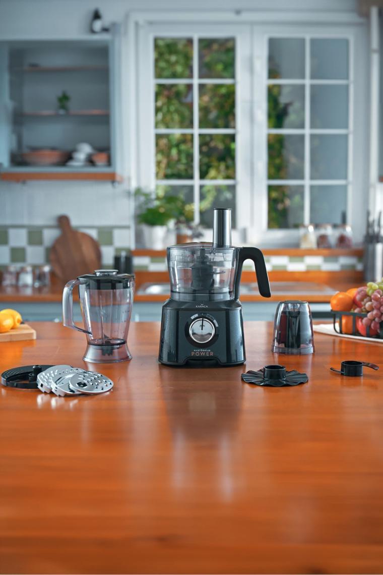 Karaca Mastermaid Power 10 in 1 Matte Black Mutfak Robotu Blender Seti 2000w