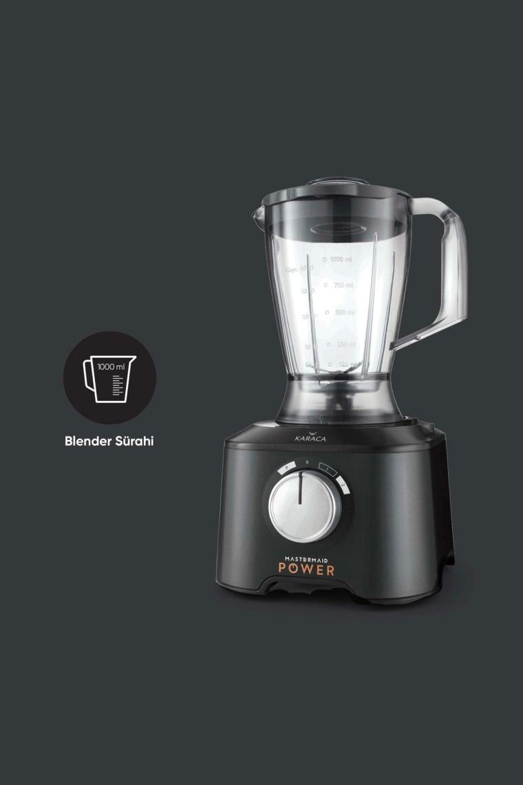 Karaca Mastermaid Power 10 in 1 Matte Black Mutfak Robotu Blender Seti 2000w