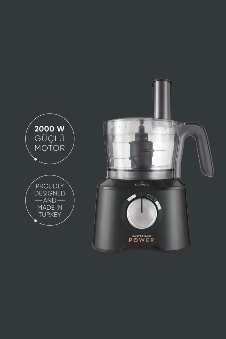 Karaca Mastermaid Power 10 in 1 Matte Black Mutfak Robotu Blender Seti 2000w