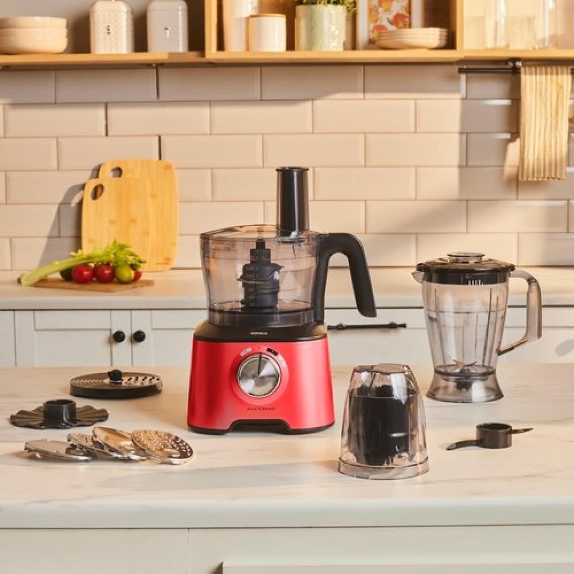 Karaca Mastermaid Power Multifunctional 10 in 1 Red Mutfak Robotu, Blender Seti 2000w