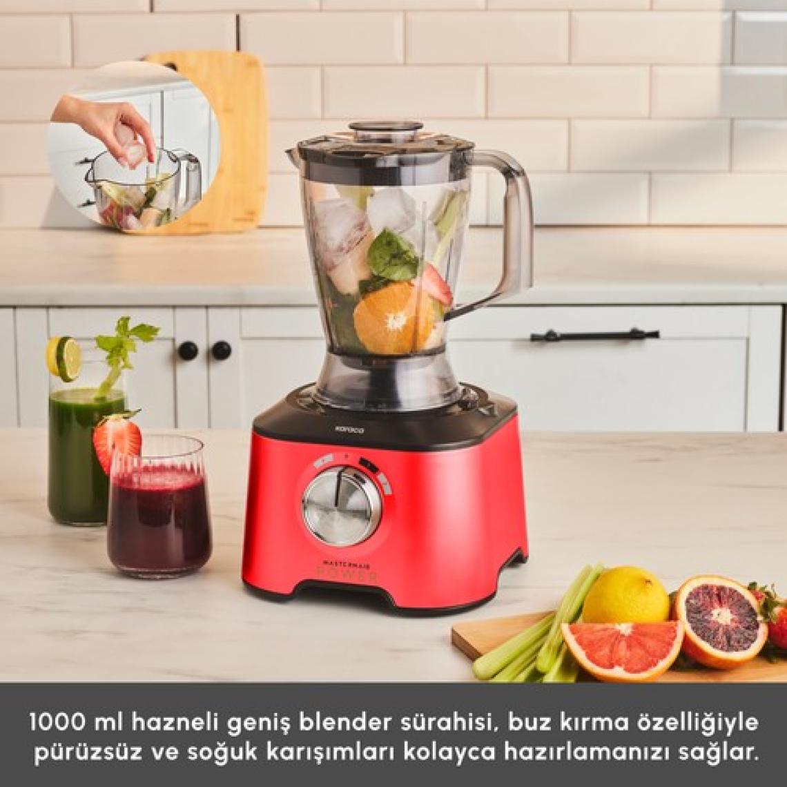 Karaca Mastermaid Power Multifunctional 10 in 1 Red Mutfak Robotu, Blender Seti 2000w