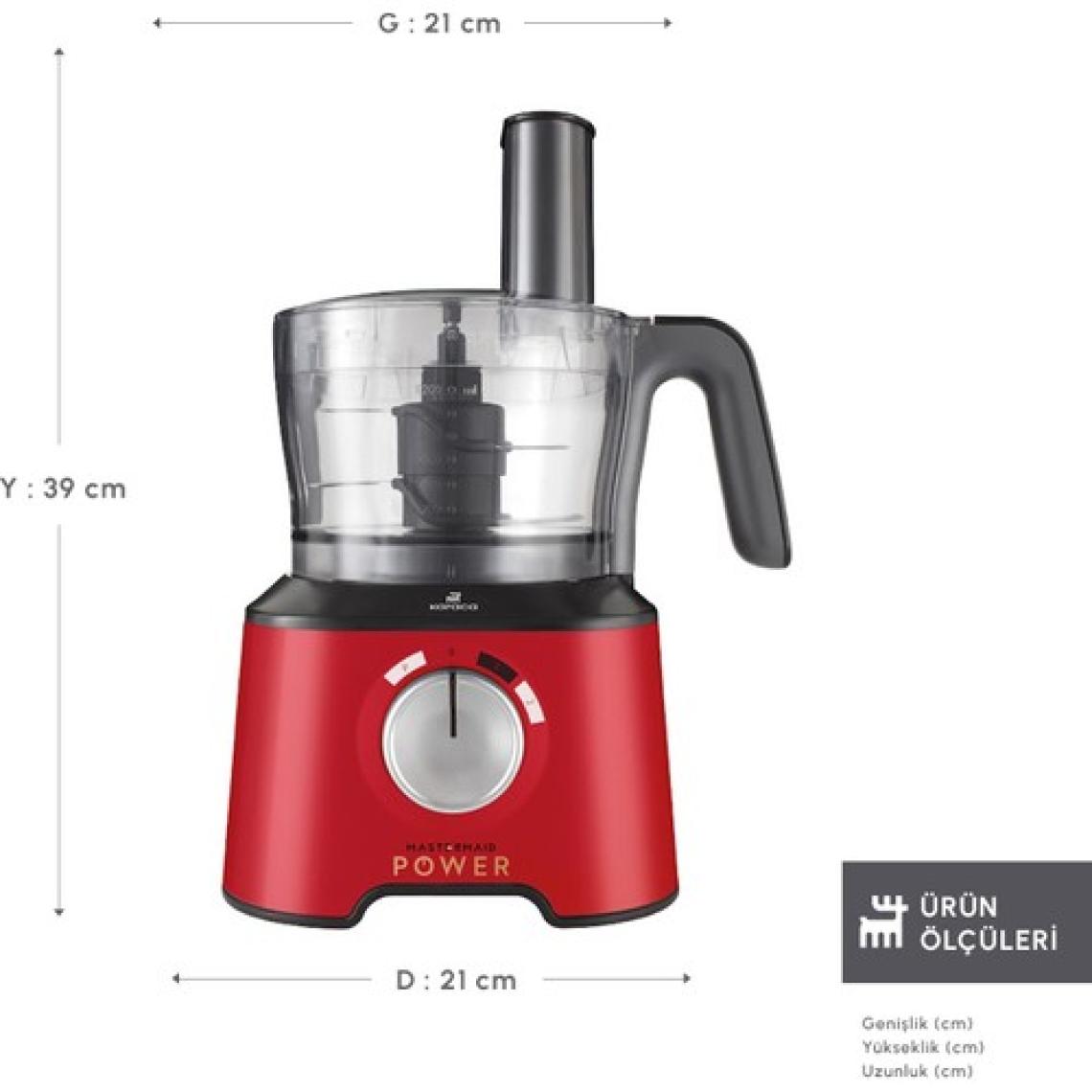 Karaca Mastermaid Power Multifunctional 10 in 1 Red Mutfak Robotu, Blender Seti 2000w