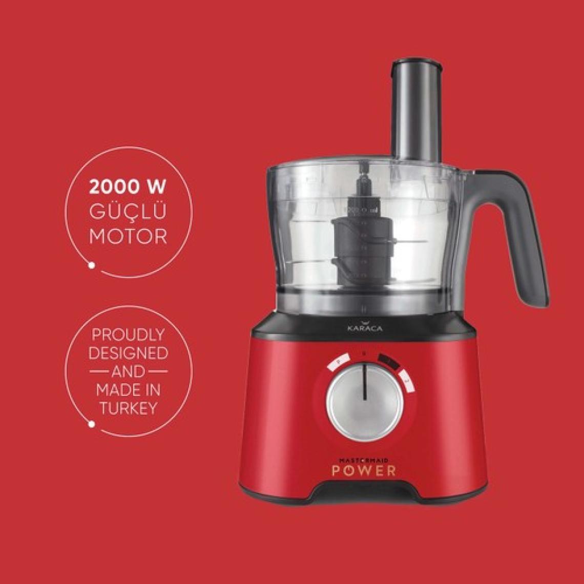 Karaca Mastermaid Power Multifunctional 10 in 1 2000 W Gıda Hazırlama Seti Kırmızı