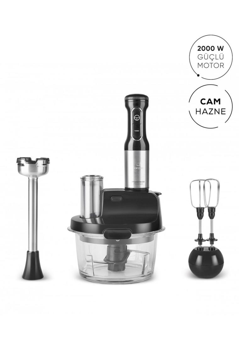 Karaca mm Prosteel 2000W Cam Mutfak Robotu Siyah Inox