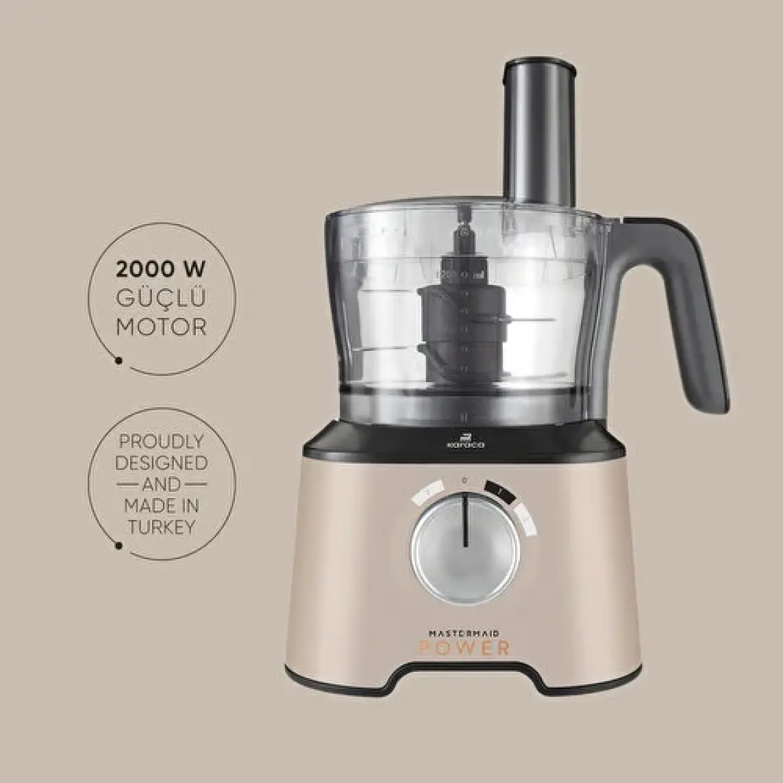 Karaca Mastermaid Power Essential 2000 W Mutfak Robotu Bej