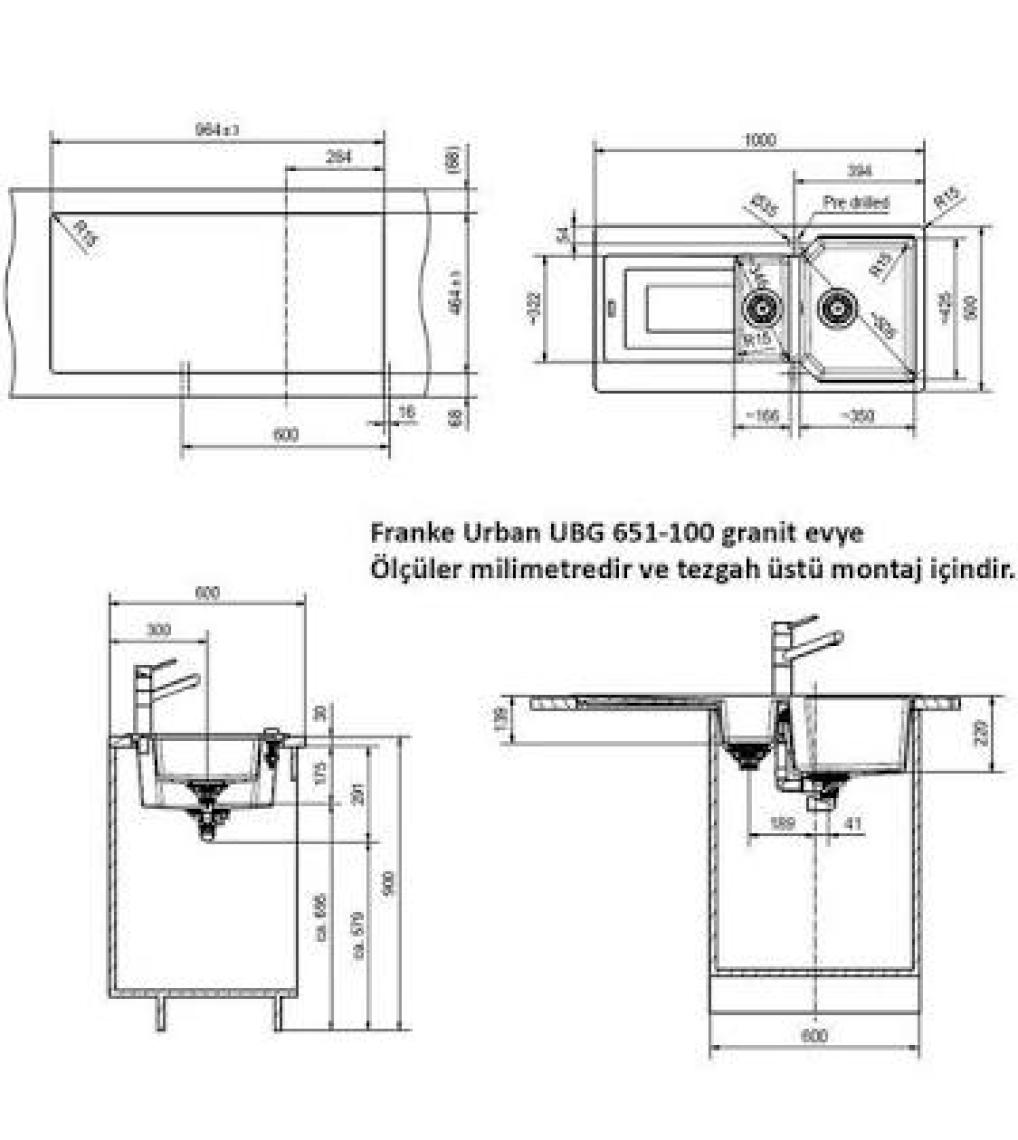 Franke Urban Ubg 651-100 Stone Grey Granit Evye