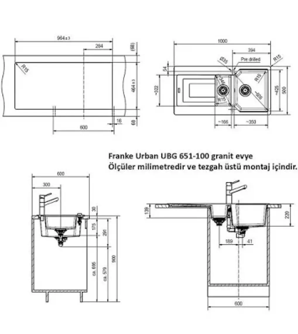 Franke Urban Ubg 651-100 Stone Grey Granit Evye