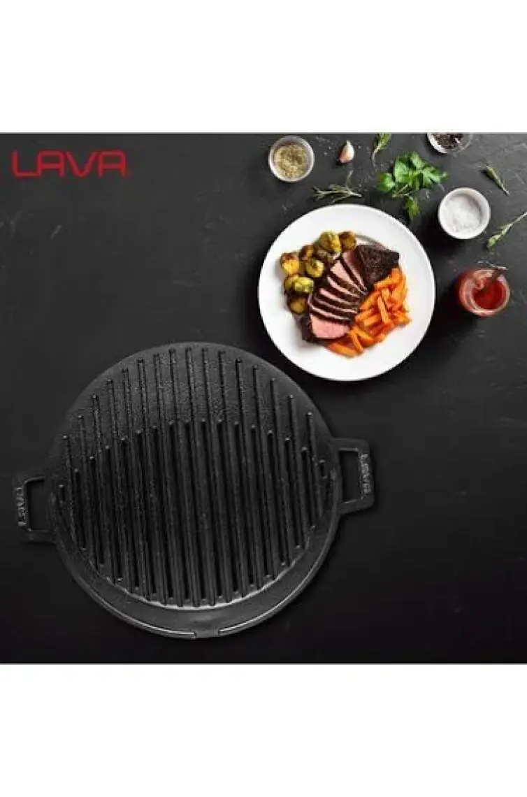 Lava Döküm Mangal Izgarası  Kulplu Çap 37 cm Yuvarlak