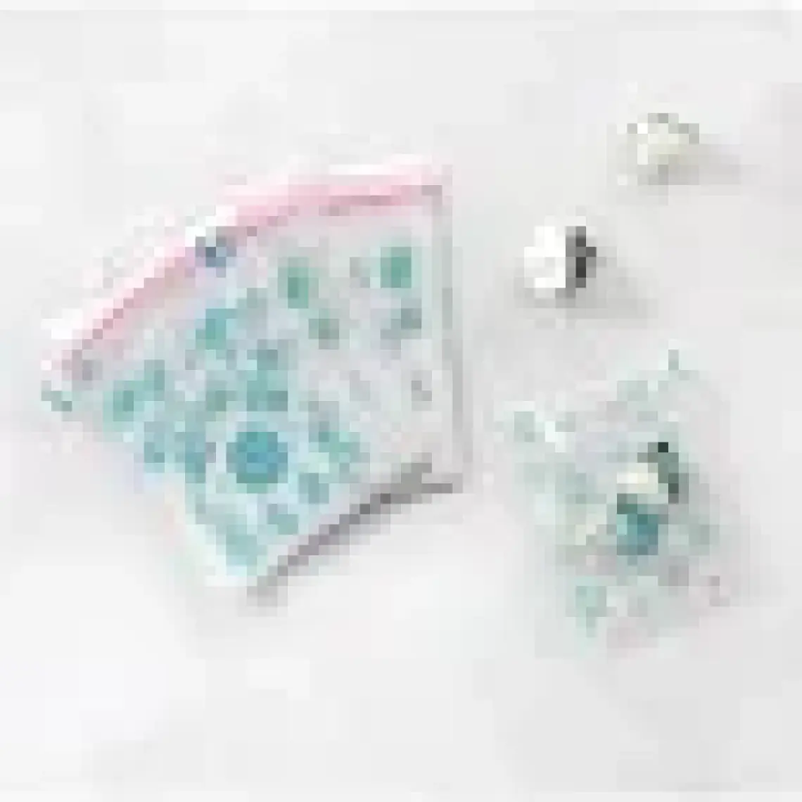 Mavi çiçek desenli bantlı şeffaf poşet  10x15 cm (5 adet)