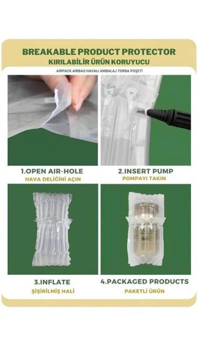 Key Market 20 Adet-Paket 21x30 cm Airpack Ambalaj Torbası Airbag Havalı Poşet Dayanıklı Paketleme