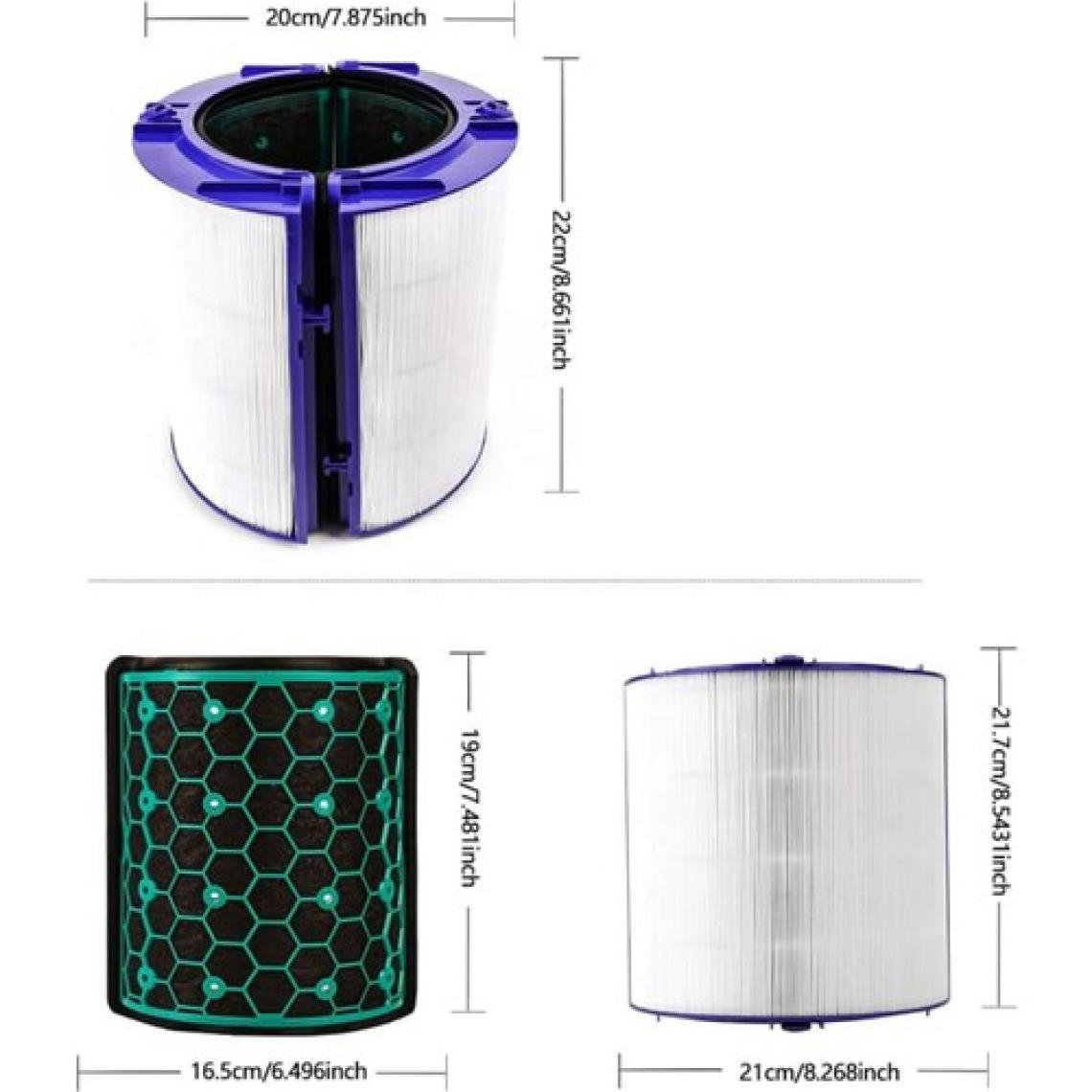 Purmed Dyson TP04 HP04 DP04 TP05 HP05  Hava Temizleyici Uyumlu 360˚ Kademeli Hepa+Karbon Filtre