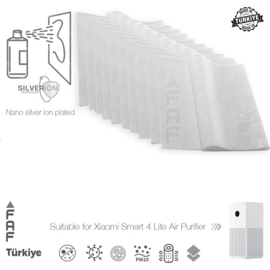 Faf 10 Adet Xiaomi  Smart Air Purifier 4lite Uyumlu Elekrostatik Toz Tutucu Beyaz Ön Filtre