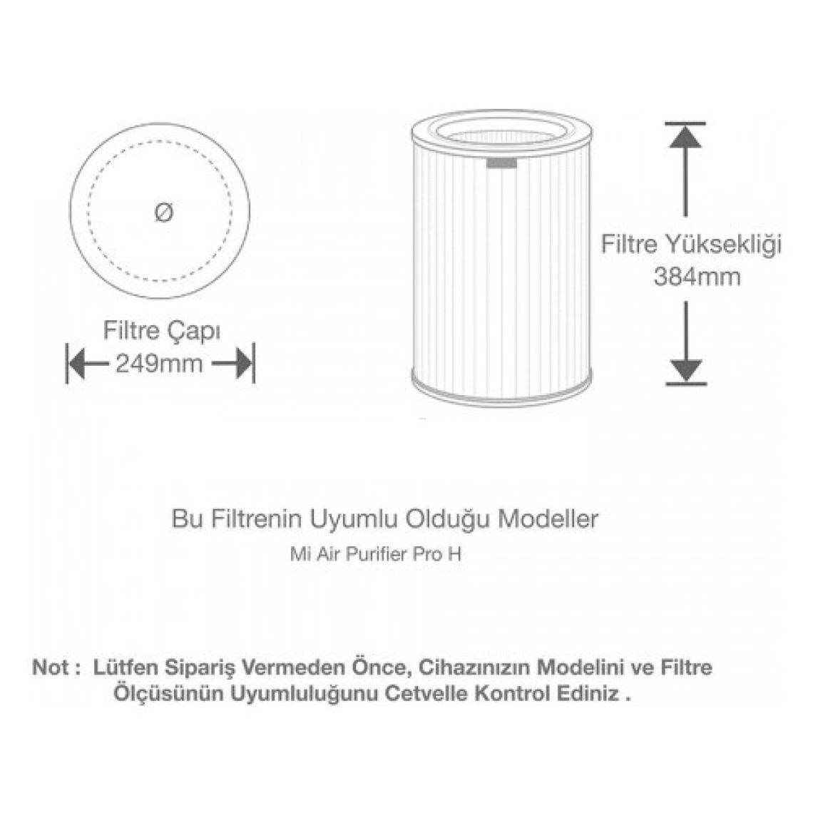 Purmed Xiaomi Pro H Hava Temizleyici Uyumlu Pro H Filtre Mavi Full Hepa High Efficiency Rfid