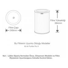 Purmed Xiaomi Pro H Hava Temizleyici Uyumlu Pro H Filtre Mavi Full Hepa High Efficiency Rfid