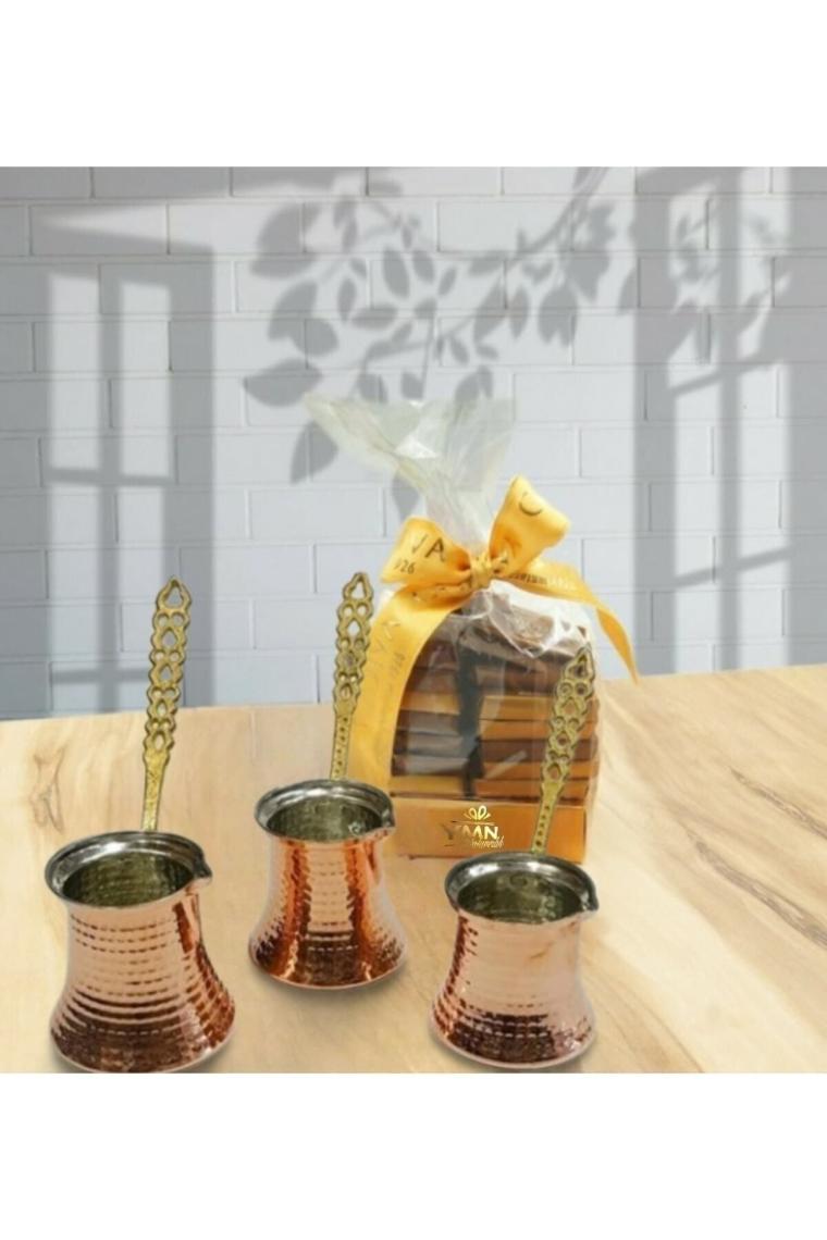 Cooker Türkmen Bakır Cezve Seti - 3 Lü Set