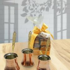Cooker Türkmen Bakır Cezve Seti - 3 Lü Set