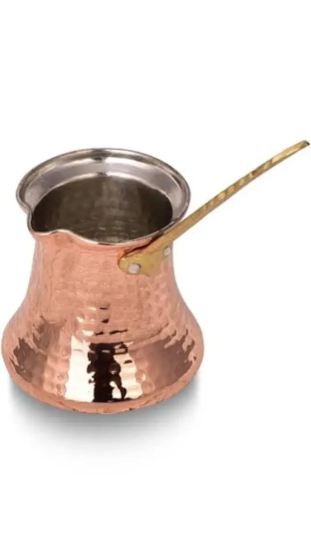 Turna Bakır Kervan Cezve 1 No Ince 1 Fincan Makine Dövme Kırmızı TURNA1211-1