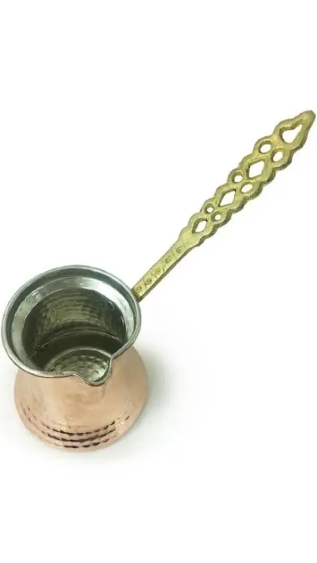 Turna Bakır Kervan Cezve 1 No Ince 1 Fincan Makine Dövme Kırmızı TURNA1211-1