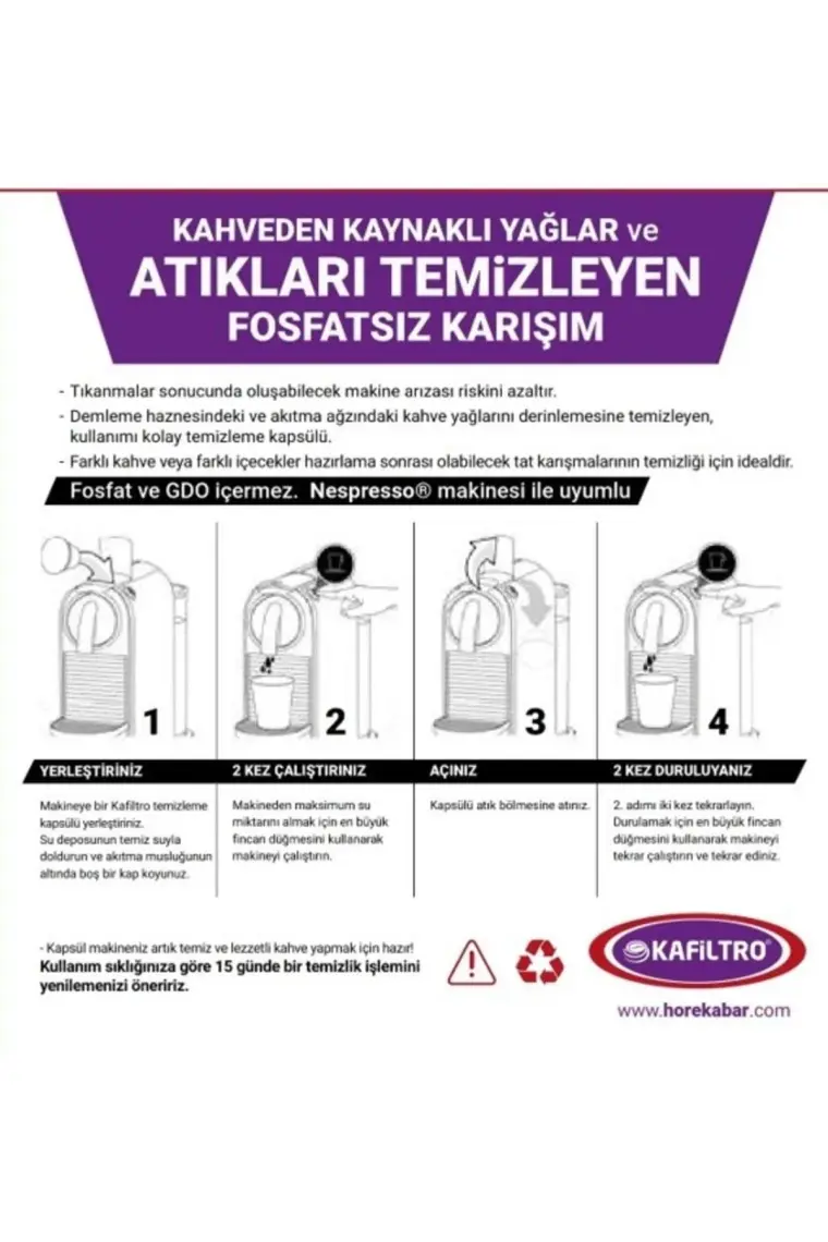 Kafiltro Nespresso Kahve Makinesi Temizleme Deterjanı