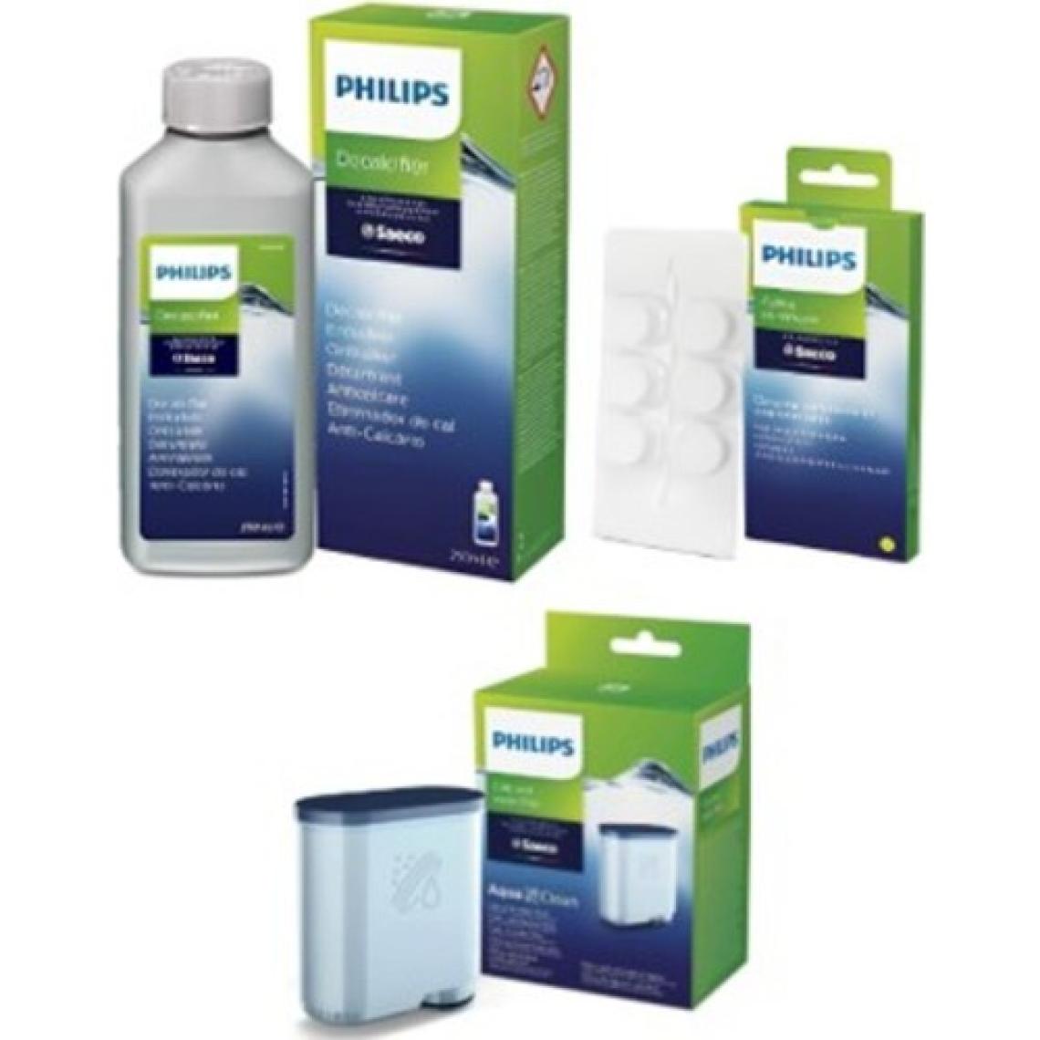 Philips CA6700/10 Espresso Makinesi Kireç Temizleme Solüsyonu , Yağ Çözücü Tablet ve Apuaclean 3'lü Set