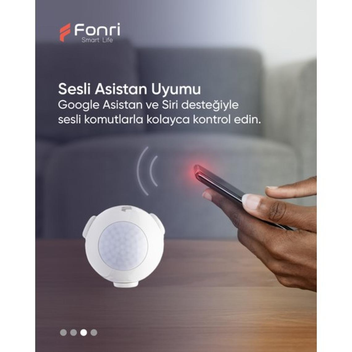 Fonri Akıllı Kablosuz Hareket Sensörü, Google Asistan Destekli, Wifi, Uzaktan Kontrol, 2 Yıl Garantili, Tuya Destekli