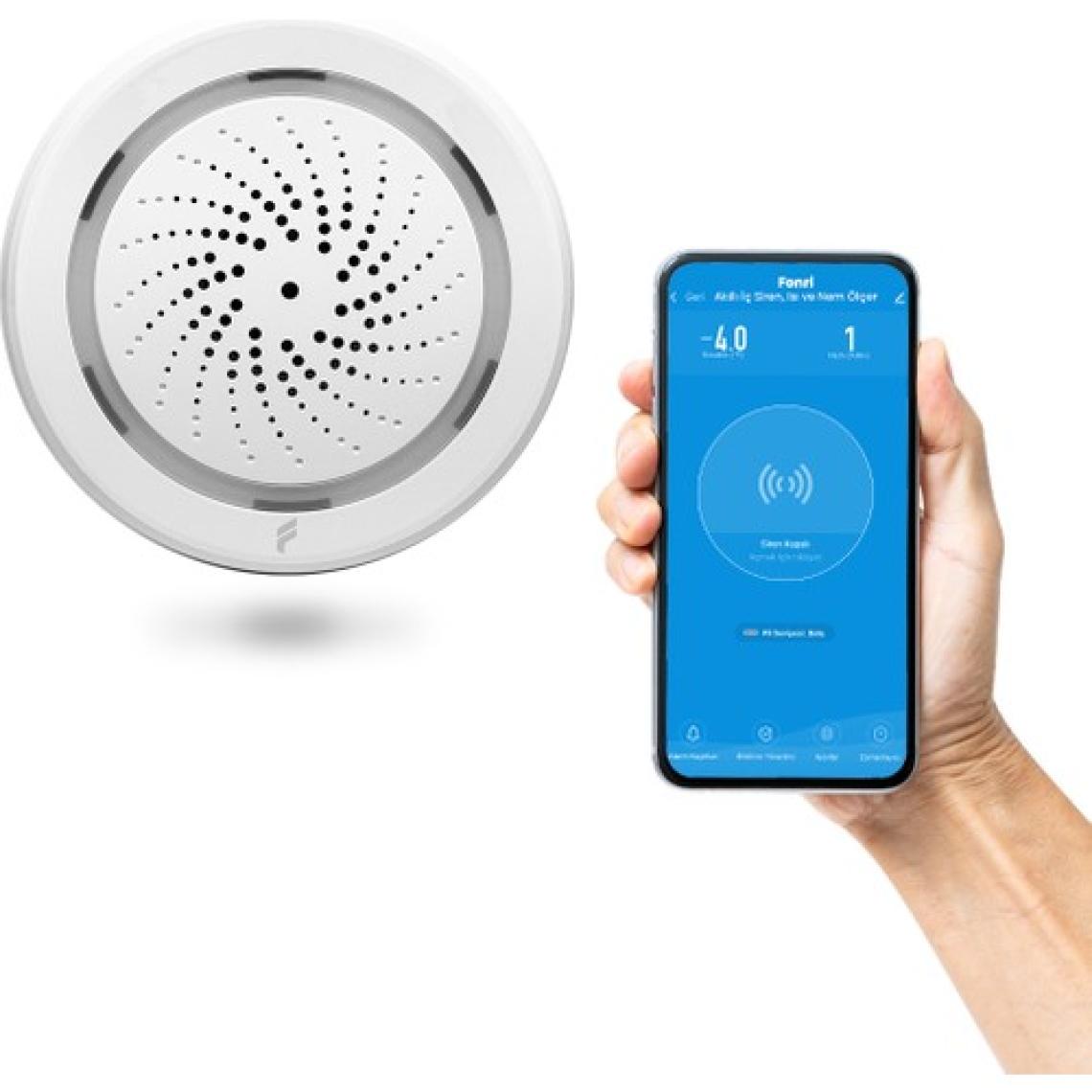 Fonri Akıllı Kablosuz Iç Ortam Nem-ısı Ölçer-siren, Wifi, 2 Yıl Garantili, Google Asistan Ve Tuya Destekli, Uzaktan Kontrol