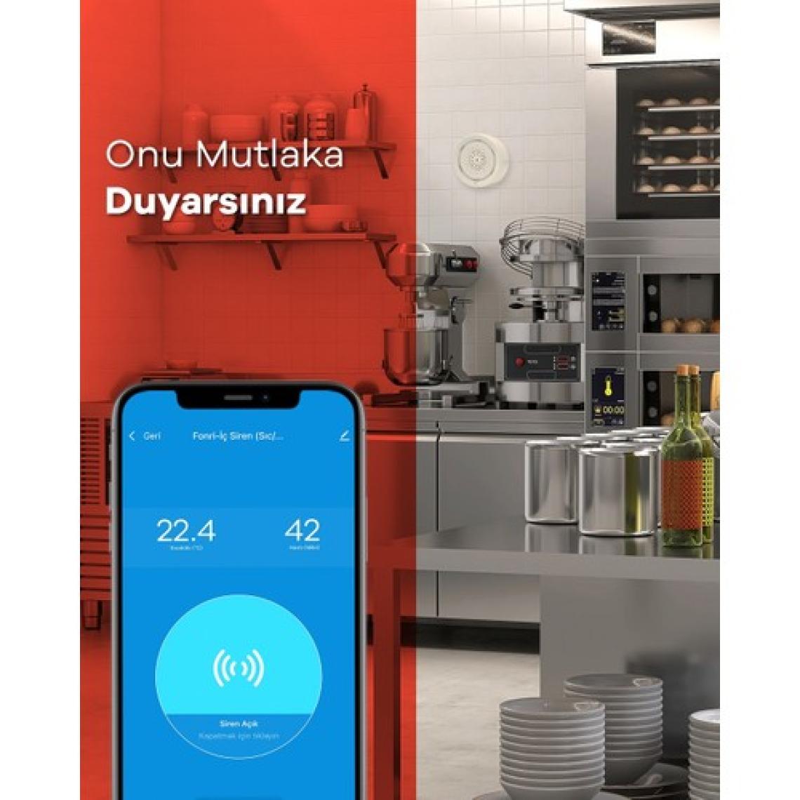 Fonri Akıllı Kablosuz Iç Ortam Nem-ısı Ölçer-siren, Wifi, 2 Yıl Garantili, Google Asistan Ve Tuya Destekli, Uzaktan Kontrol