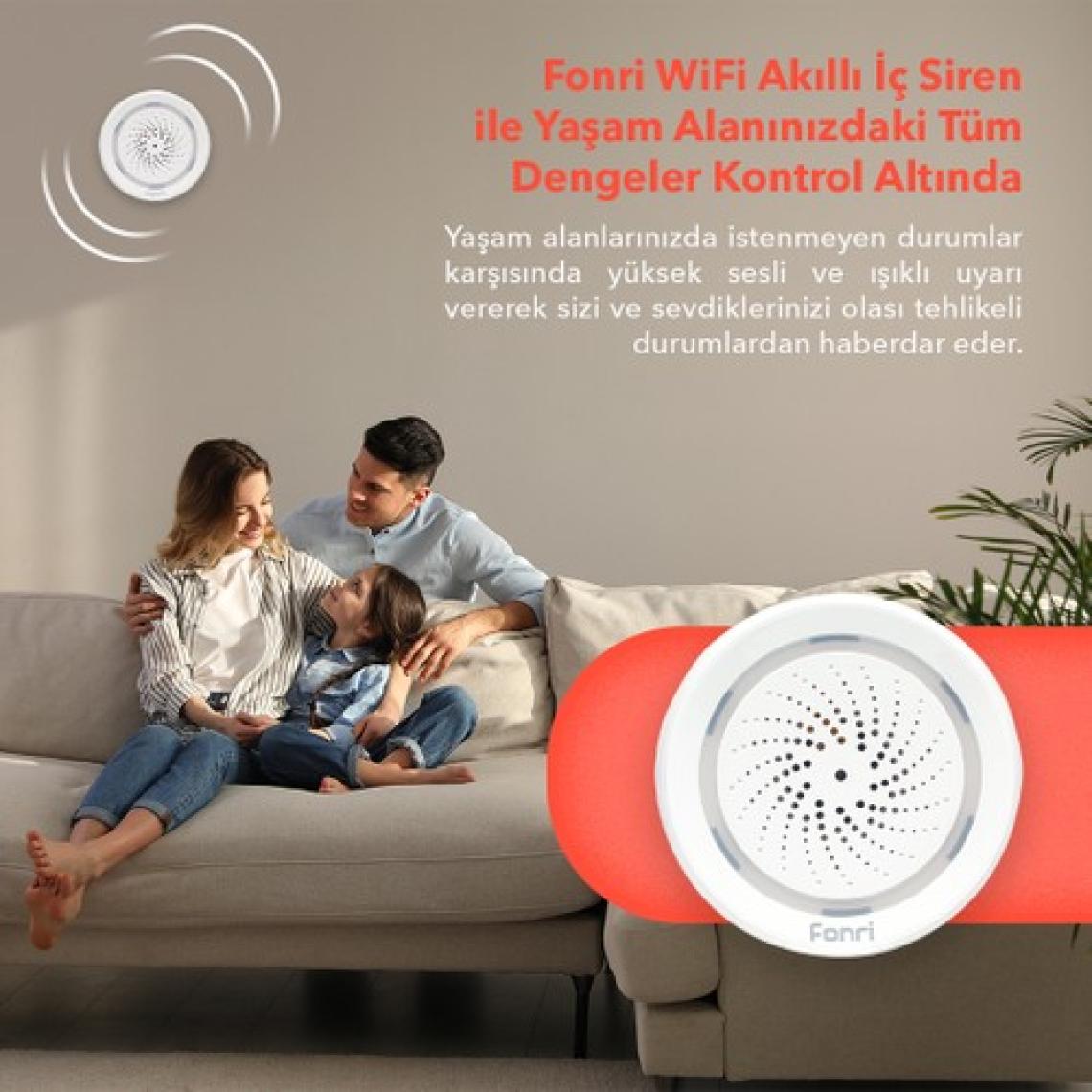 Fonri Akıllı Kablosuz Iç Ortam Nem-ısı Ölçer-siren, Wifi, 2 Yıl Garantili, Google Asistan Ve Tuya Destekli, Uzaktan Kontrol