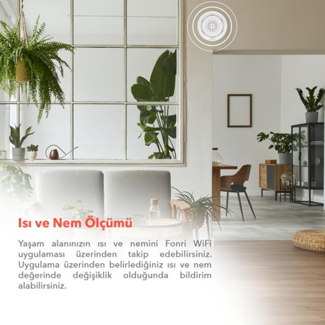 Fonri Akıllı Kablosuz Iç Ortam Nem-ısı Ölçer-siren, Wifi, 2 Yıl Garantili, Google Asistan Ve Tuya Destekli, Uzaktan Kontrol