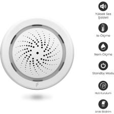 Fonri Akıllı Kablosuz Iç Ortam Nem-ısı Ölçer-siren, Wifi, 2 Yıl Garantili, Google Asistan Ve Tuya Destekli, Uzaktan Kontrol