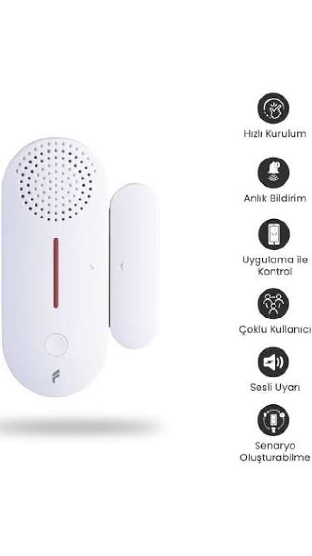 Akıllı Kablosuz Kapı Pencere Alarmı, WiFi, Mobil Bildirim, Uzaktan Takip, 2 Yıl Garantili, Google Asistan ve Tuya Desteği