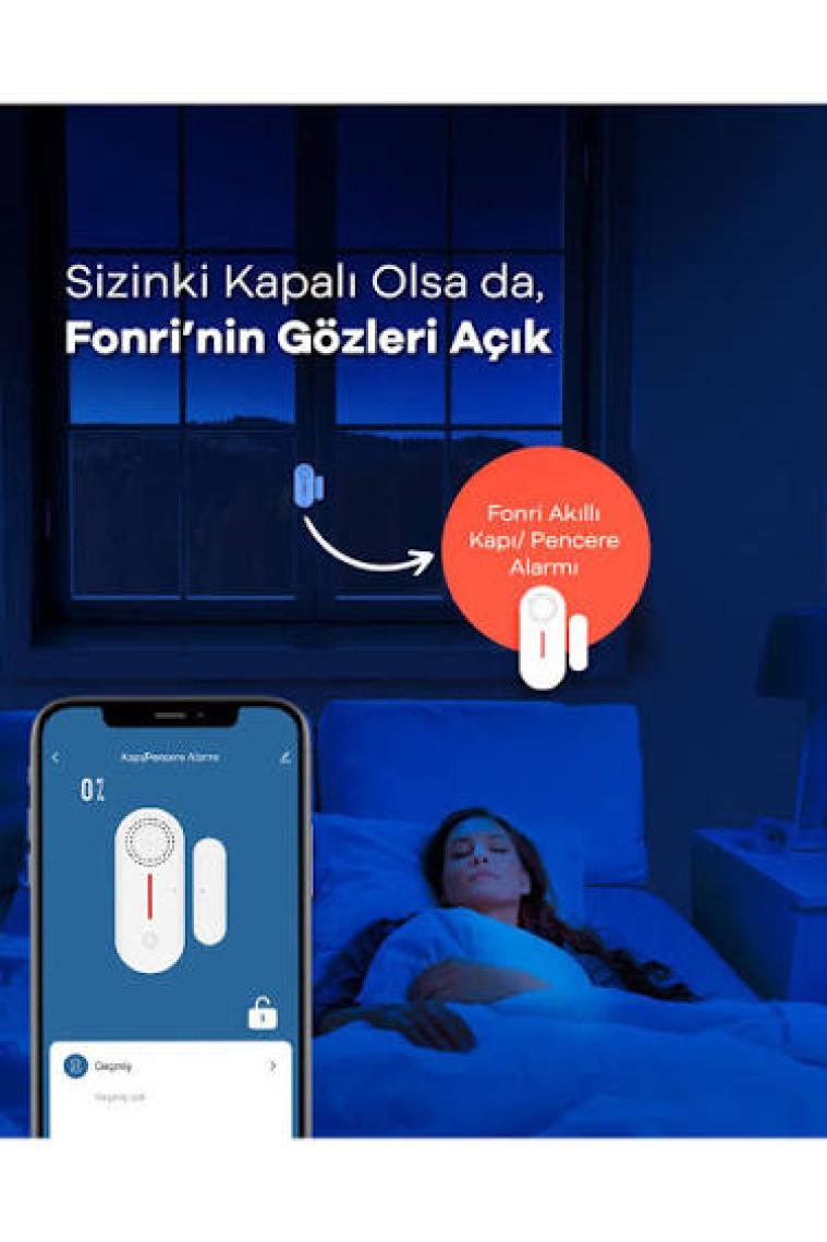 Akıllı Kablosuz Kapı Pencere Alarmı, WiFi, Mobil Bildirim, Uzaktan Takip, 2 Yıl Garantili, Google Asistan ve Tuya Desteği