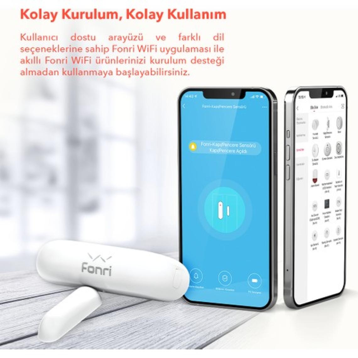 Fonri Akıllı Kablosuz Kapı Pencere Sensörü, Wifi, Mobil Bildirim, Uzaktan Takip, 2 Yıl Garantili, Google Asistan Ve Tuya Destekli