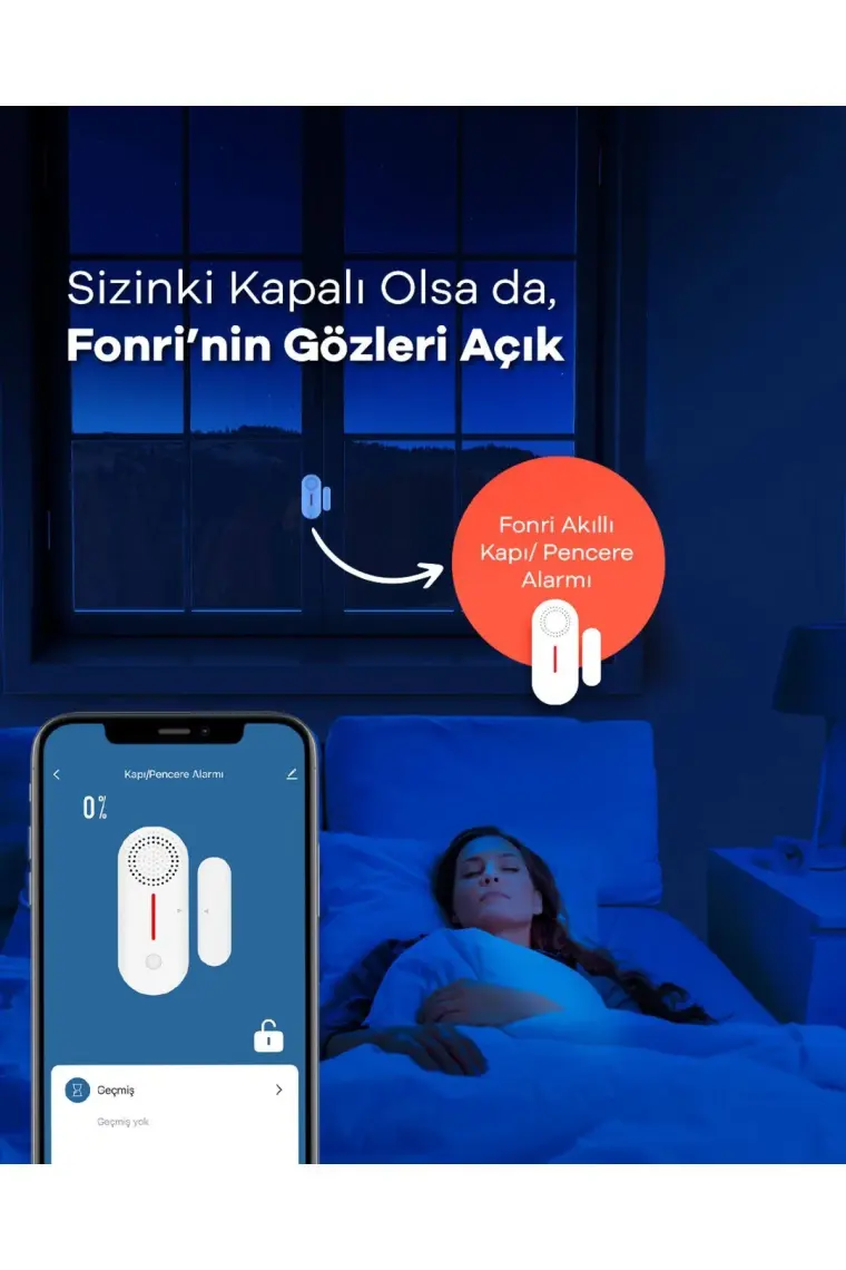 Akıllı Kablosuz Kapı Pencere Alarmı 2'li Set, Mobil Bildirim, WiFi Uzaktan Takip, 2 Yıl Garantili, Google Asistan ve Tuya Destekli