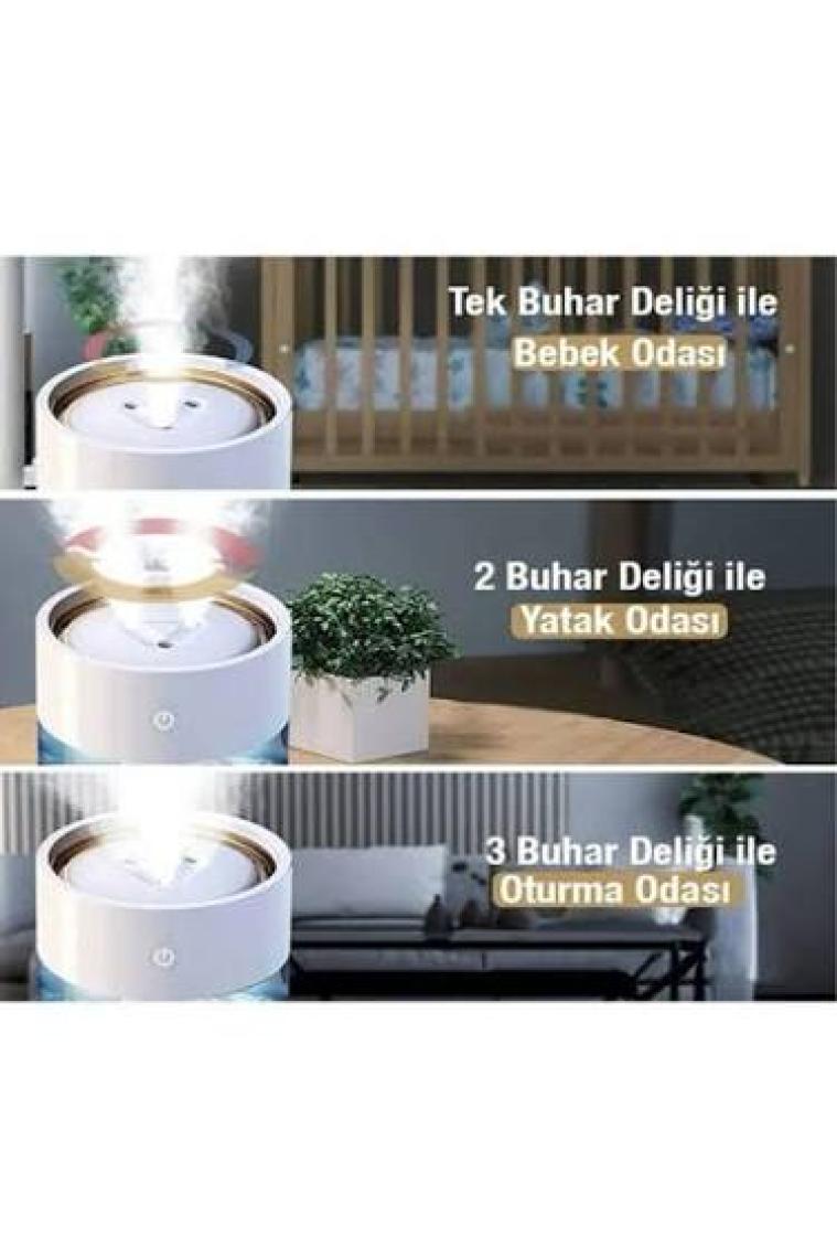 Ezere Ceypaks Üç 3 Sprey LED Işıklı Ultrasonik Hava Nemlendirici - Buhar Makinesi ve Aroma Difüzörü 2 lt