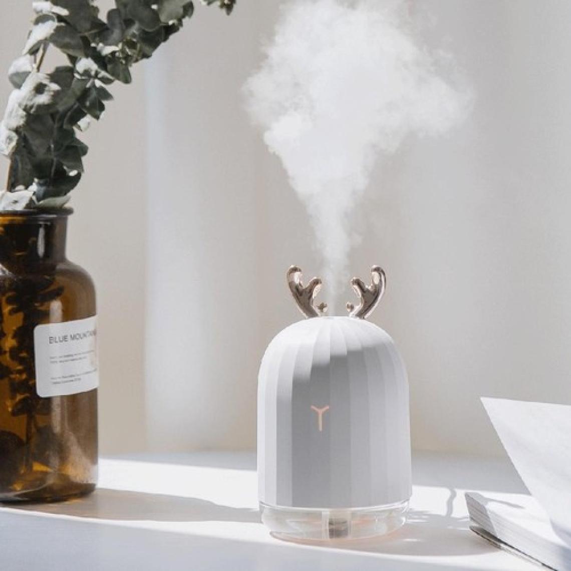 Qasul Beyaz Geyik Hava Nemlendirici Ultrasonik Aromaterapi Difüzör ile Renkli LED Gece Işığı Mini Yağ Difü