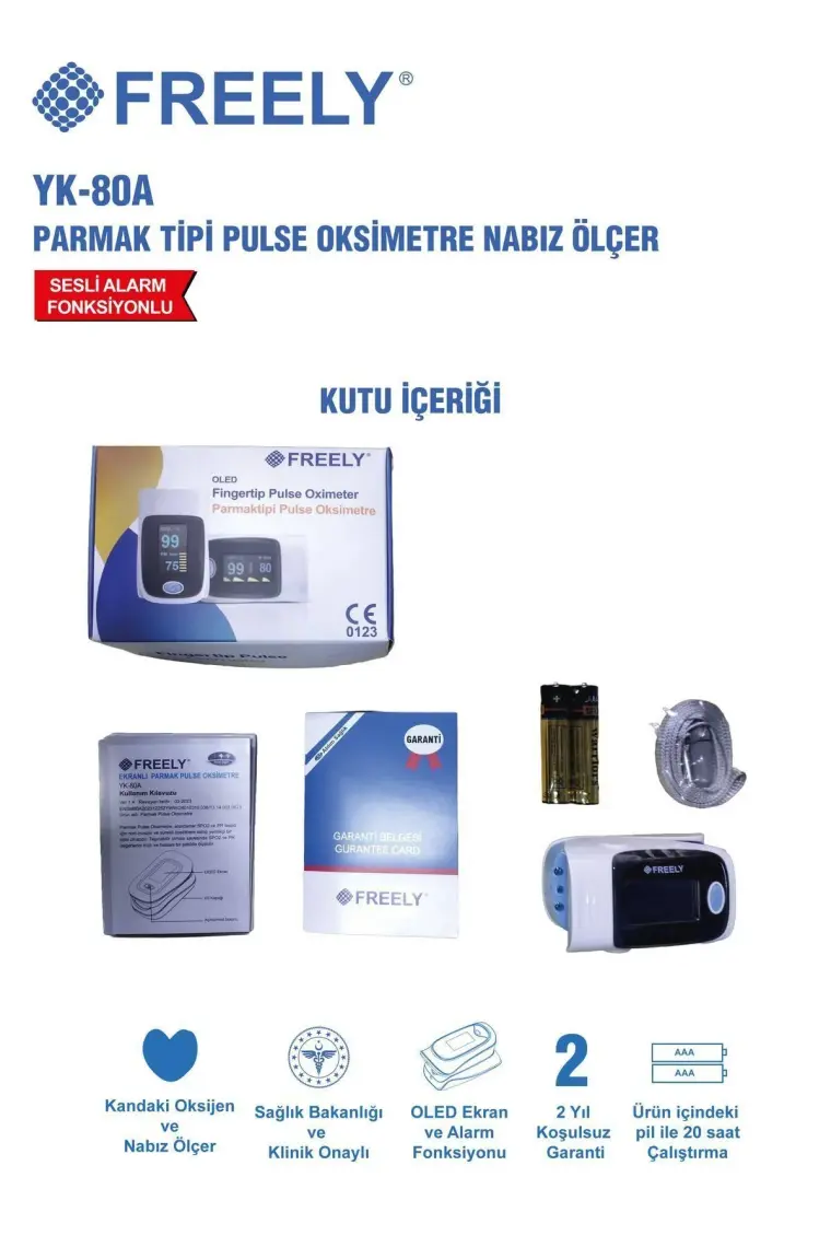 Freely Parmak Tipi Dalgalı Pulseoximetre Yk-80a