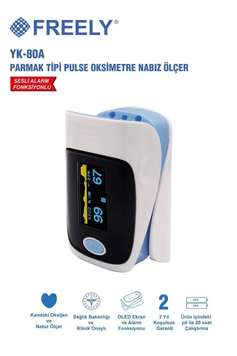 Freely Parmak Tipi Dalgalı Pulseoximetre Yk-80a