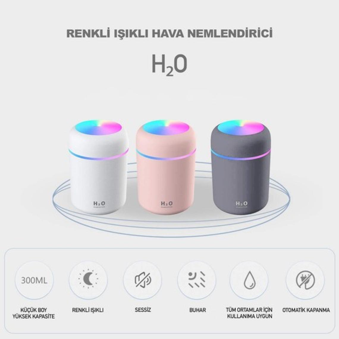 Ultrasonik Hava Nemlendirici Ortam Nemlendirici Işıklı 300 ml